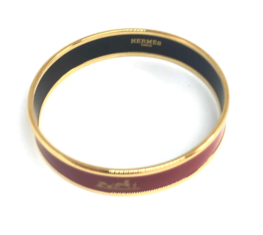 Hermes Caleche Wide Red Enamel Palladium Plated Bracelet | Gently Used |