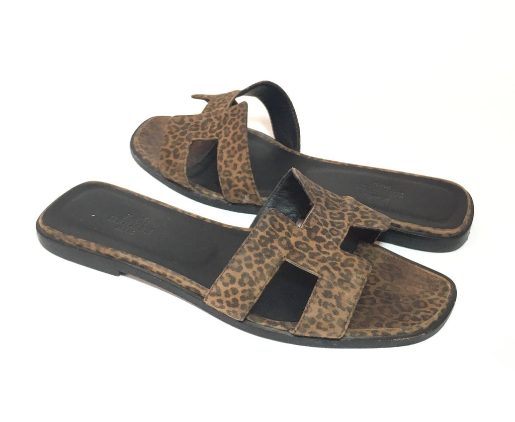 Hermes ORAN Leopard Print Sandals | Pre Loved |