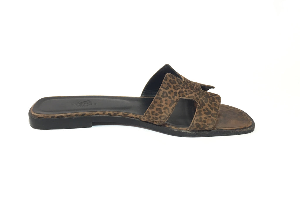 Hermes ORAN Leopard Print Sandals | Pre Loved |