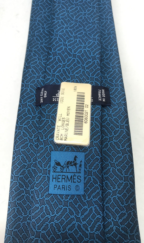 HERMES Men's Blue Silk Tie | Brand New |