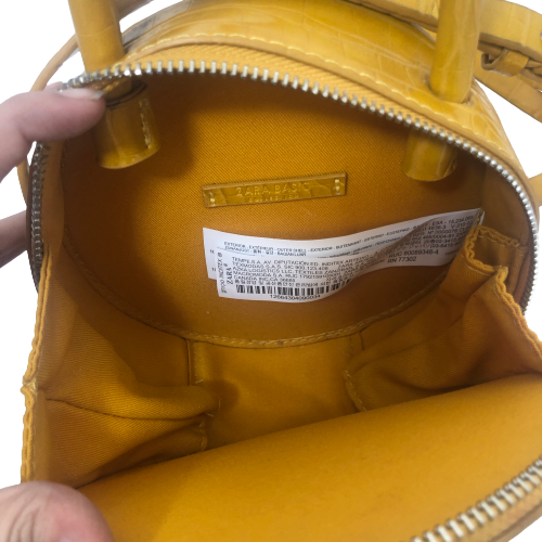 ZARA Mustard Croc-Print Round Bag | Pre Loved |