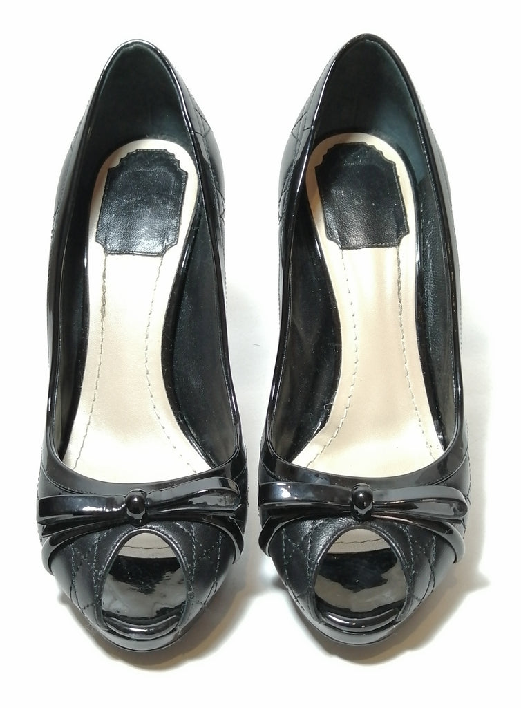 Dior Cannage Black Peep Toe Heels