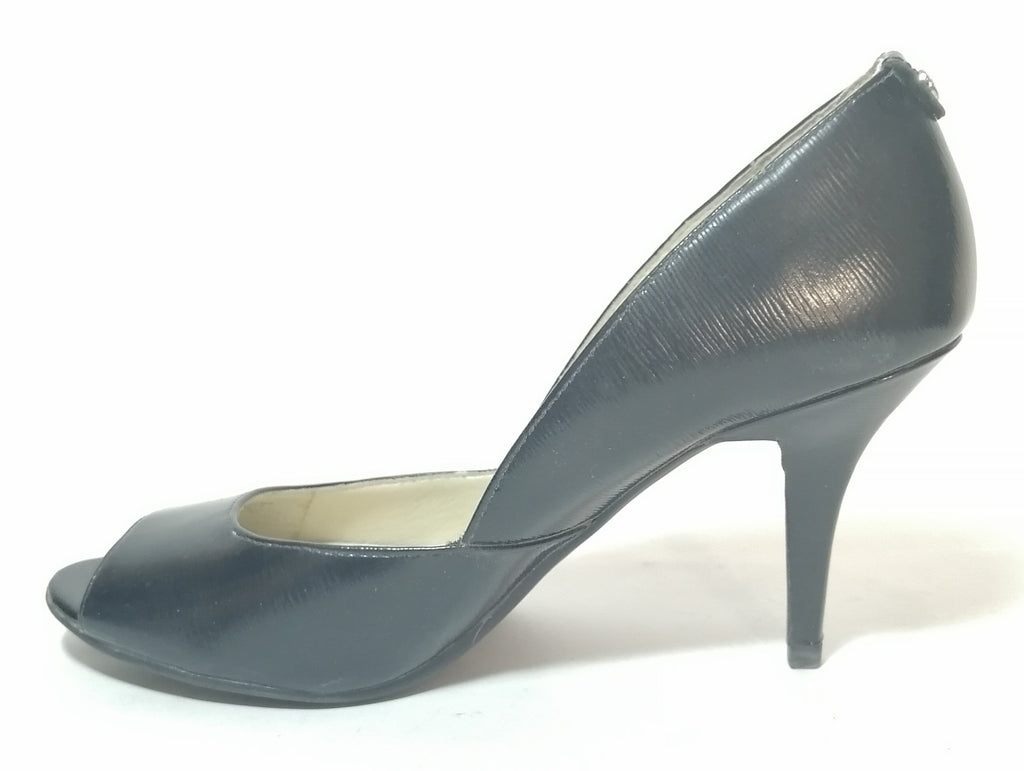 Michael Kors Nathalie Black Patent Leather Peep Toe Pumps 