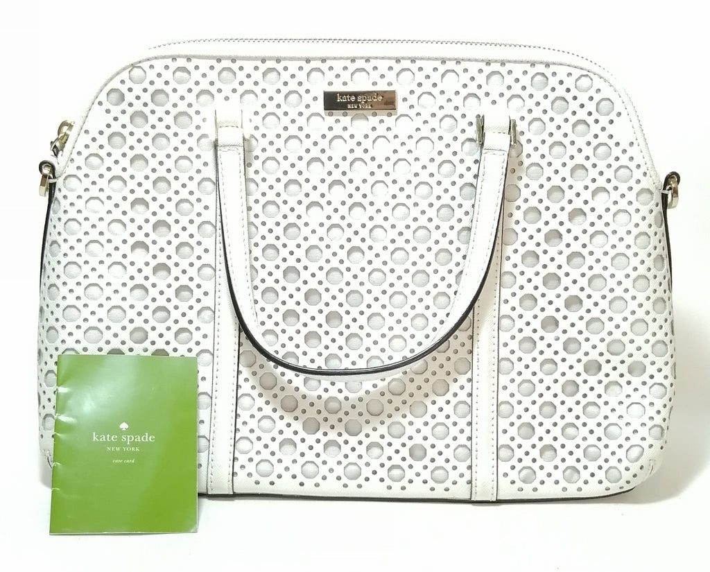 Kate Spade White Laser Cut Tote Leather Bag