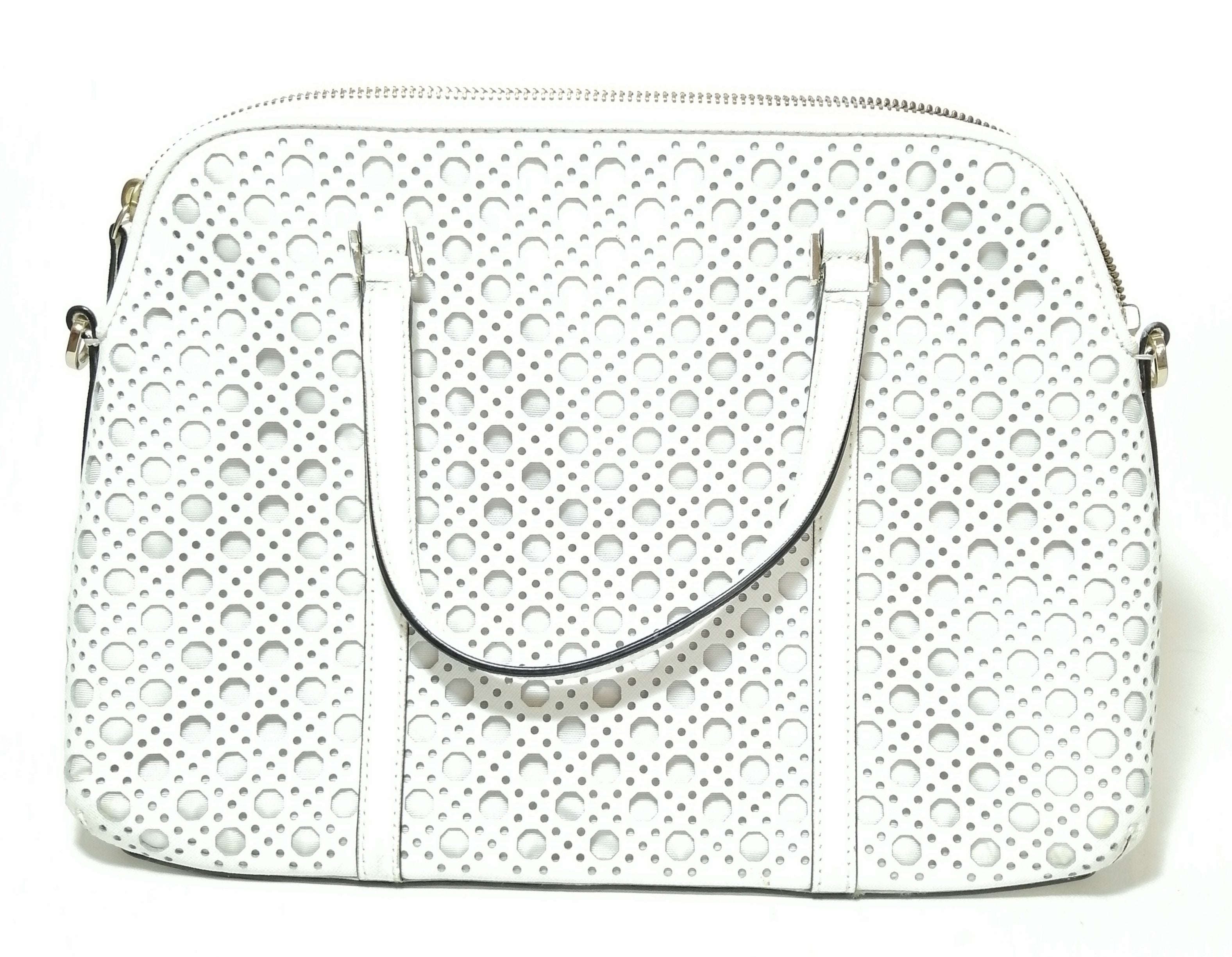 Kate Spade White RACHELLE Newbury Laser Cut Leather Tote Gently Us Secret Stash