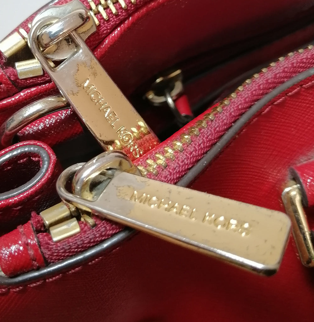 Michael Kors Red Double Zip Leather Satchel | Gently Used | | Secret Stash