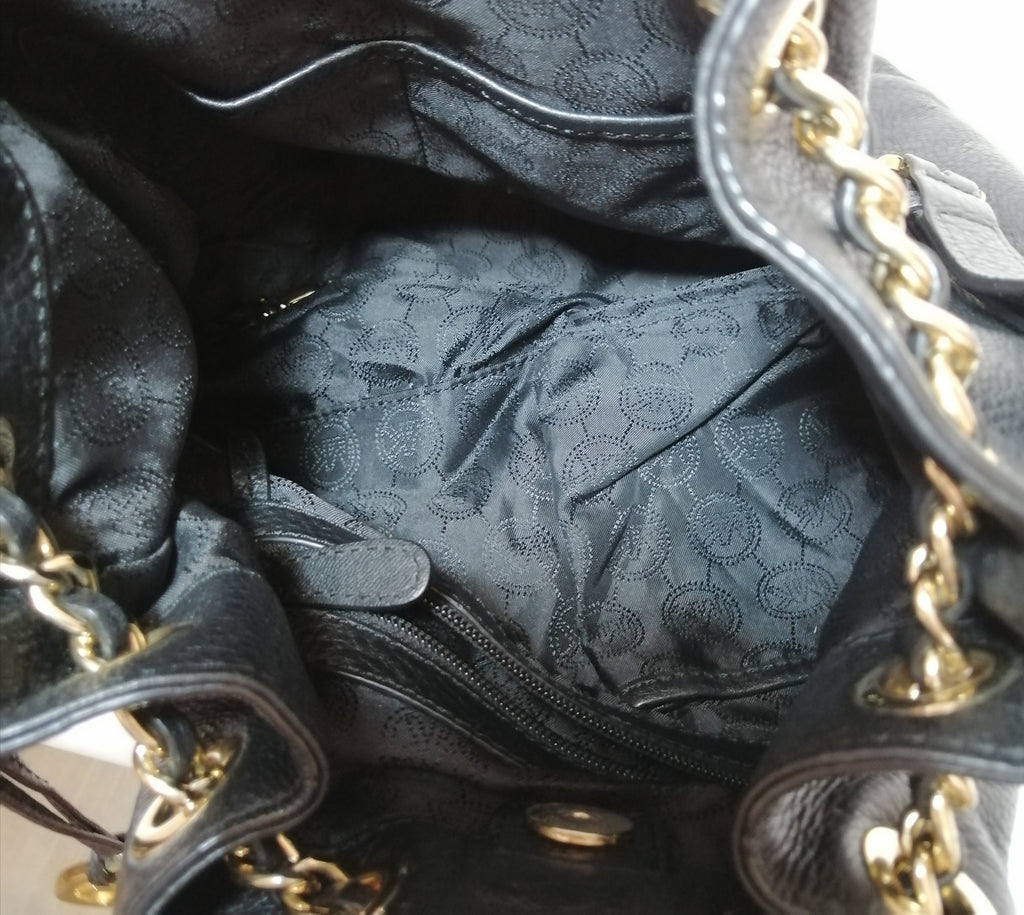 Michael Kors Black Leather Drawstring Shoulder Bag