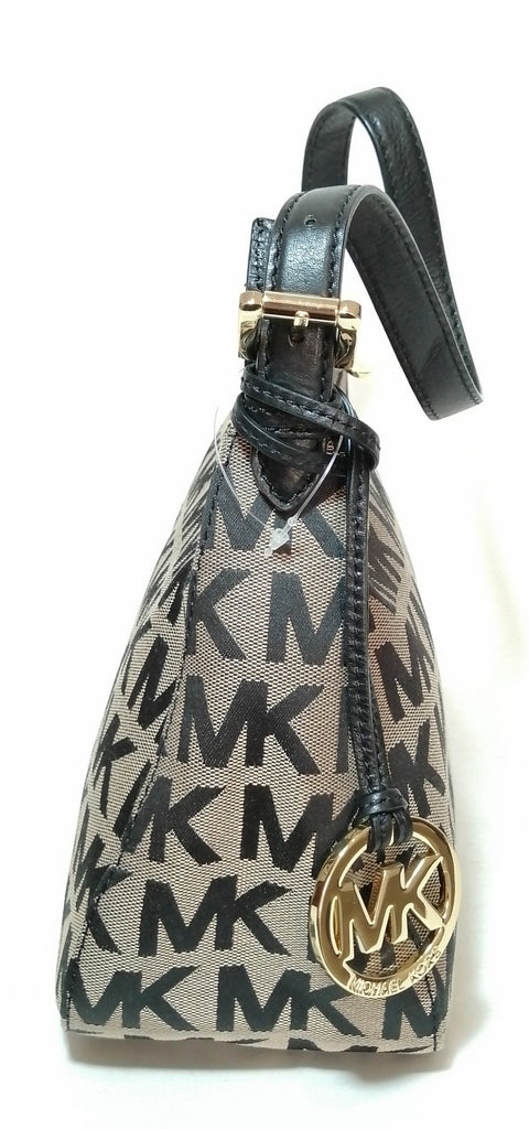 MIchael Kors Tan & Black Monogram Canvas Shoulder Bag