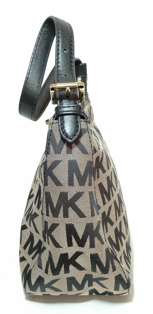 MIchael Kors Tan & Black Monogram Canvas Shoulder Bag
