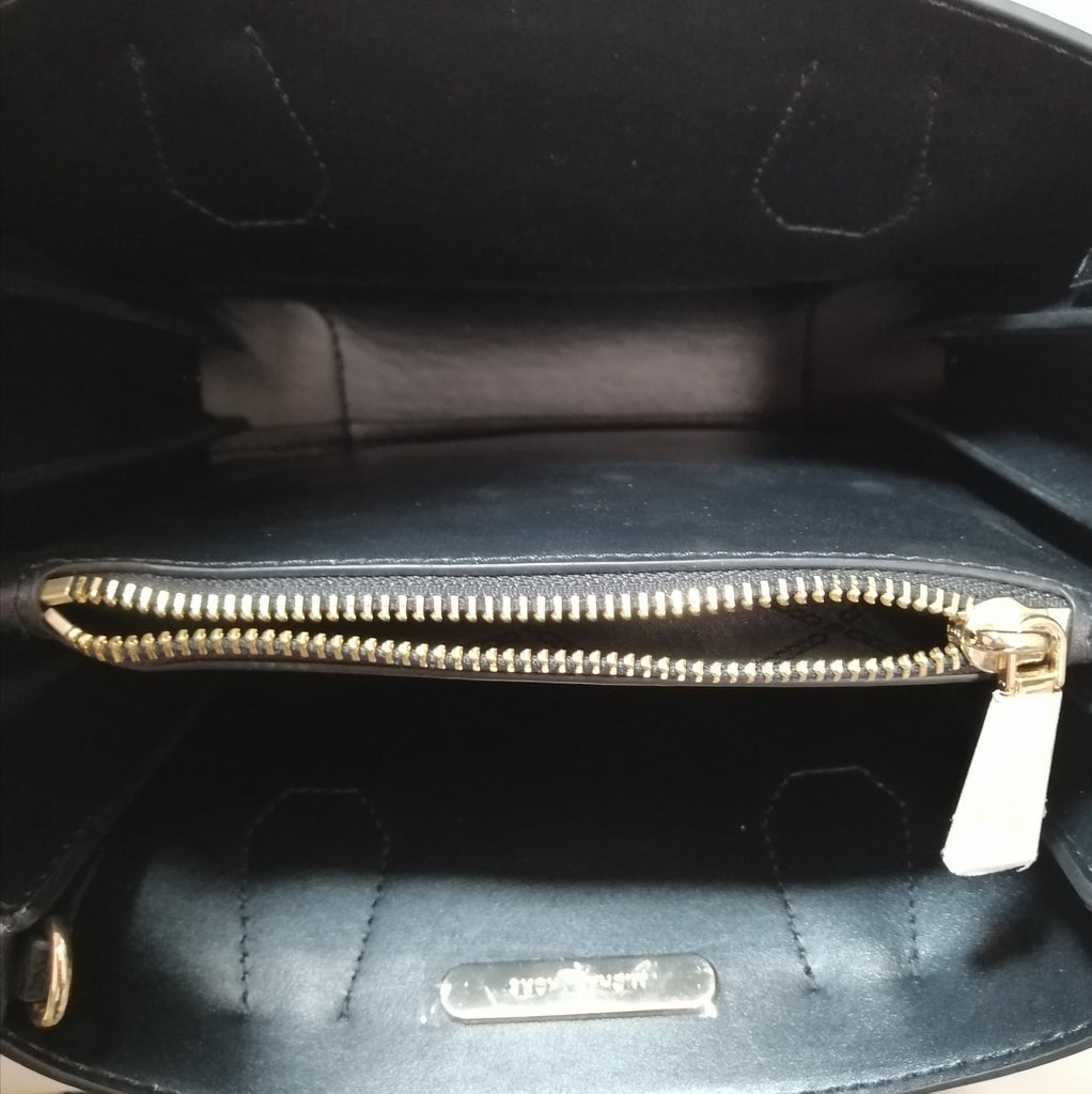 Michael Kors Mercer Black & White Leather Messenger Bag
