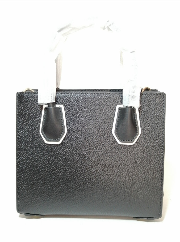 Michael Kors Mercer Black & White Leather Messenger Bag