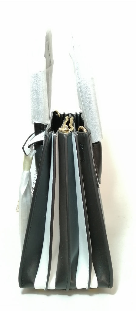 Michael Kors Mercer Black & White Leather Messenger Bag