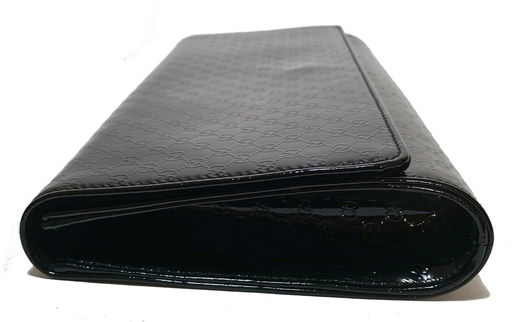 Gucci Black Patent Micro-guccisma 'Broadway' Leather Clutch