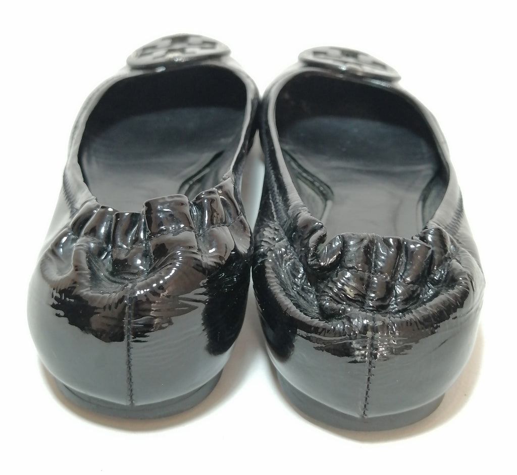 Tory Burch Black Patent Reva Elastic Ballet Flats