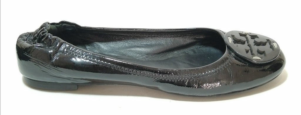 Tory Burch Black Patent Reva Elastic Ballet Flats