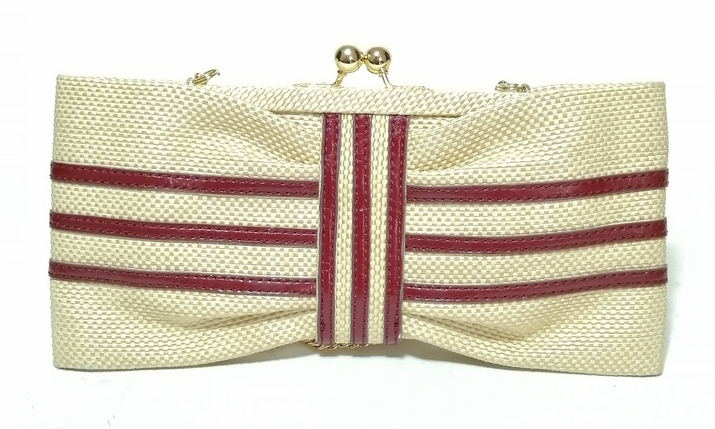 Nine West Beige Jute Knot Clutch 