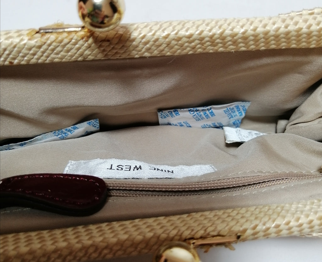 Nine West Beige Jute Knot Clutch 