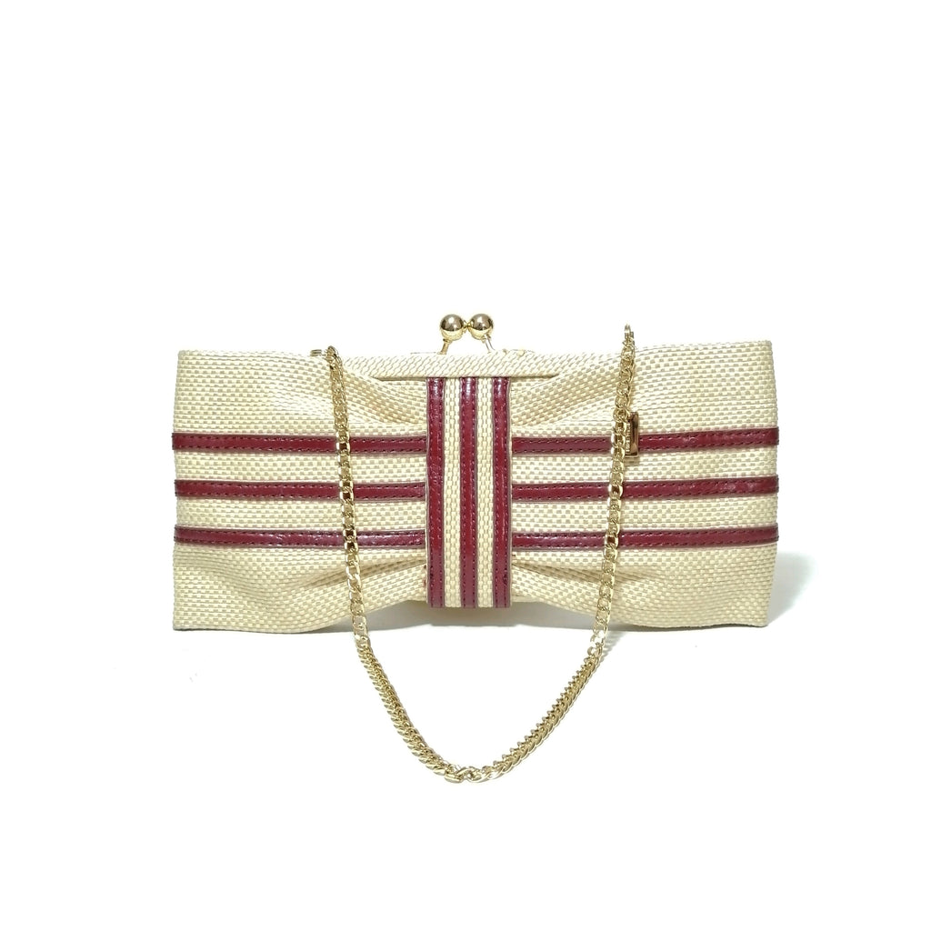 Nine West Beige Jute Knot Clutch 