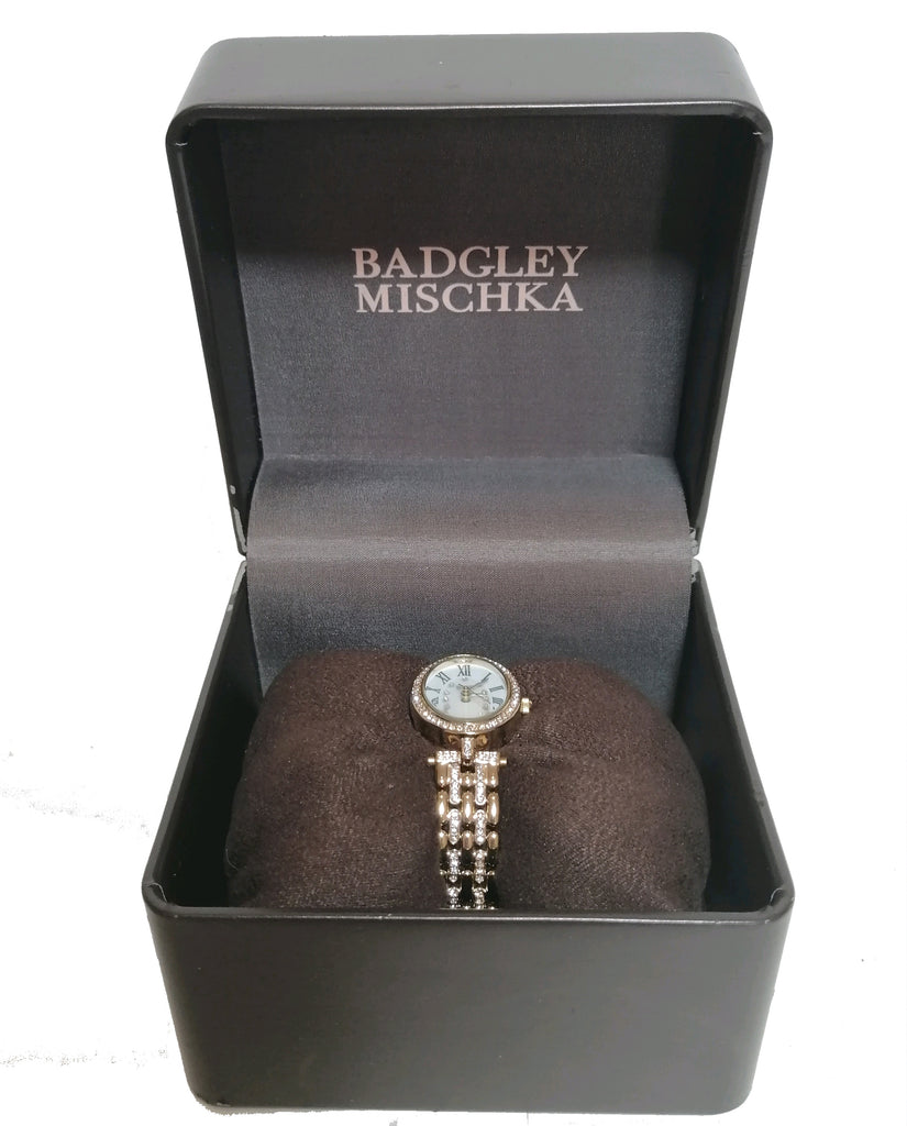 Badgley Mischka BA/1356WMGB Goldtone Swarovski Watch | Gently Used |