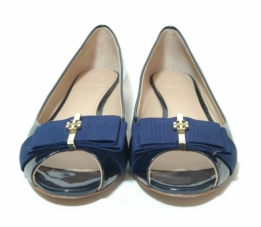 Tory Burch Navy Trudy Peep Toe Flats