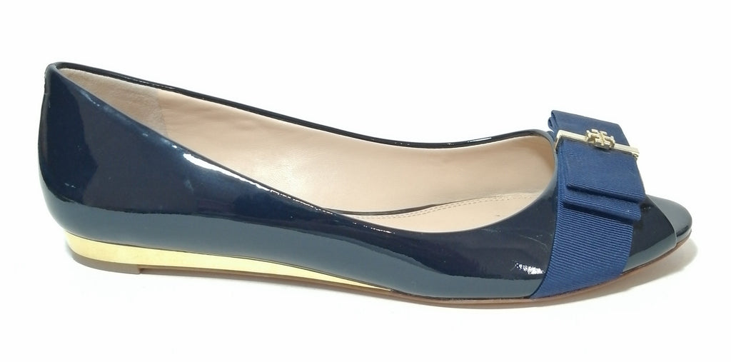 Tory Burch Navy Trudy Peep Toe Flats