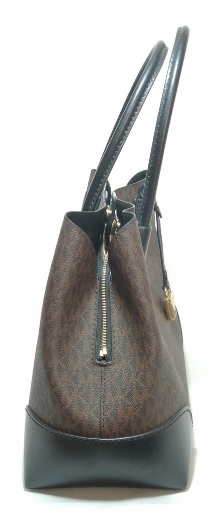 Michael Kors Brown & Black Monogram Mercer Satchel