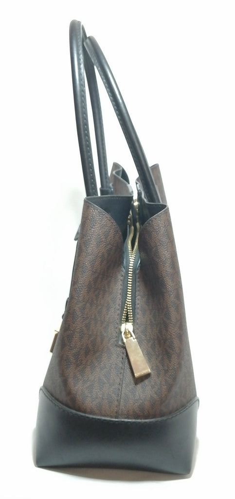 Michael Kors Brown & Black Monogram Mercer Satchel