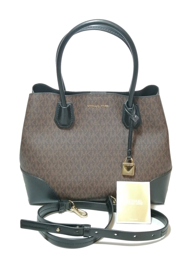 Michael Kors Brown & Black Monogram Mercer Satchel