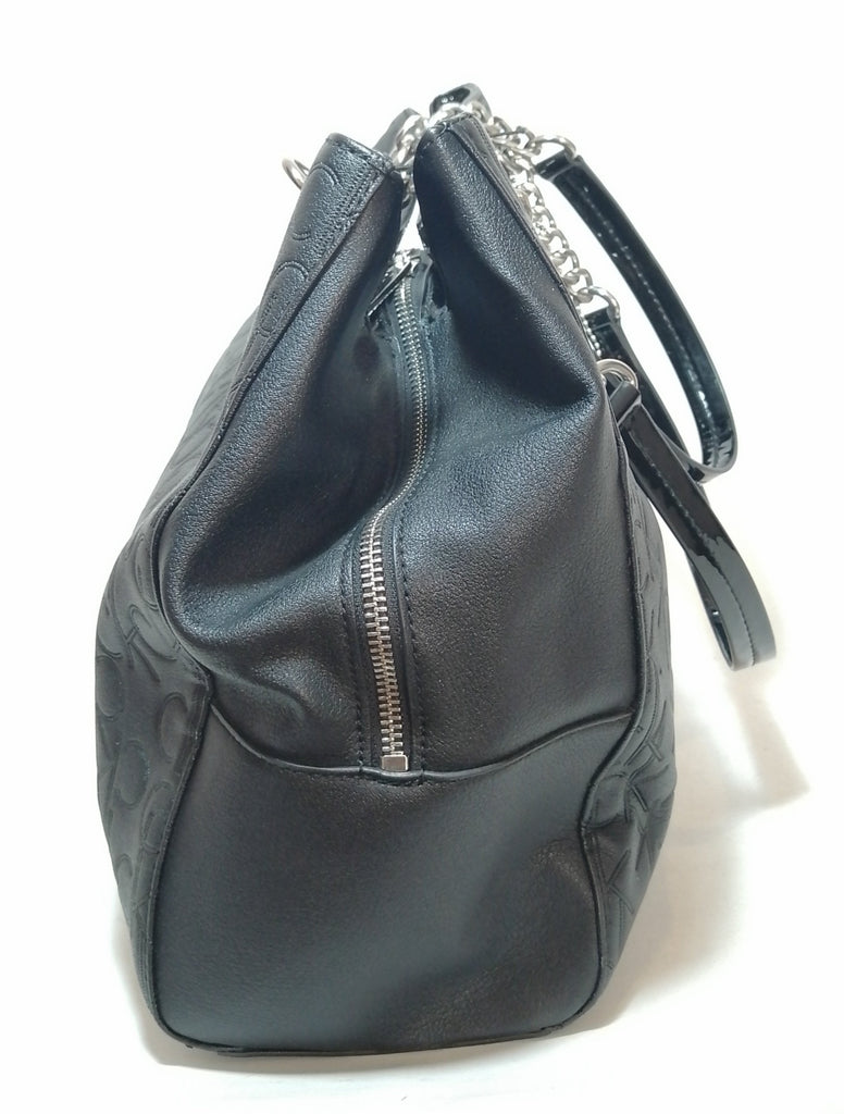 Calvin Black Monogram with silver chains shoulder bag