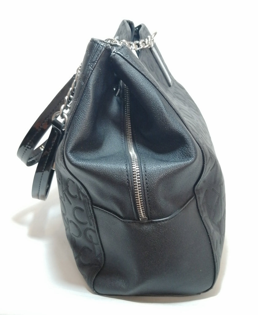 Calvin Black Monogram with silver chains shoulder bag