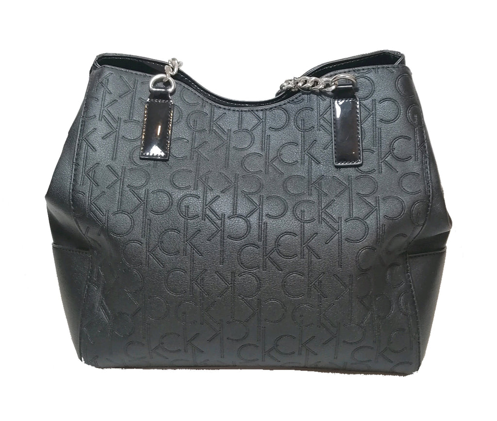 Calvin Black Monogram with silver chains shoulder bag