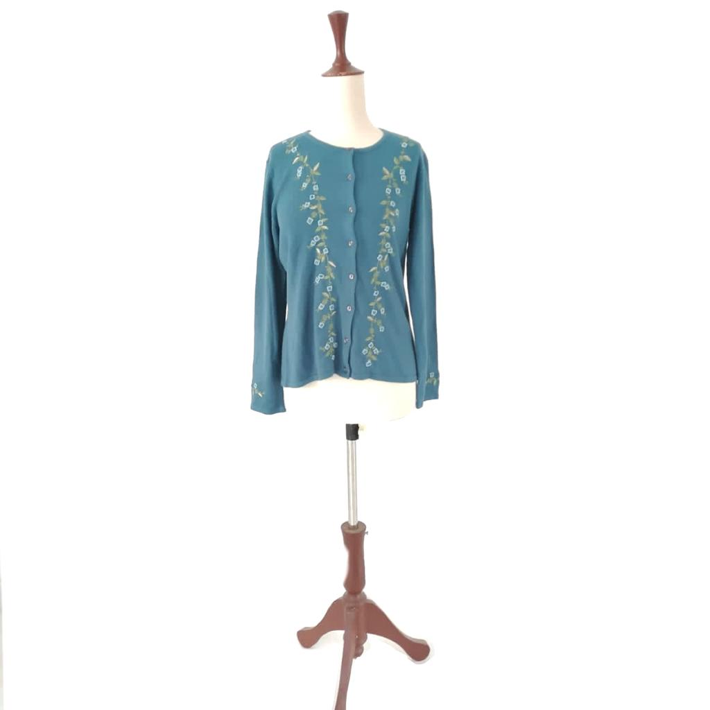 Karen Scott Blue Embroidered Sweater | Brand New |