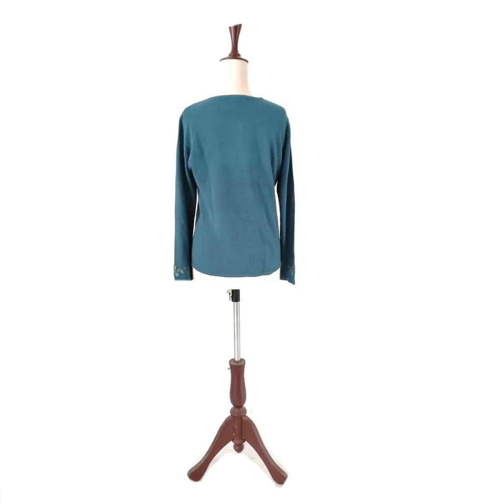 Karen Scott Blue Embroidered Sweater | Brand New |