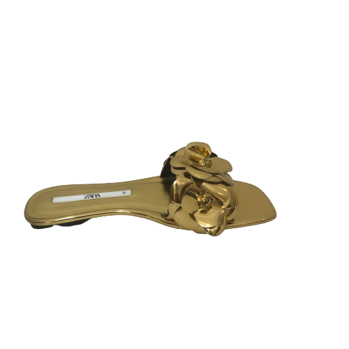 ZARA Gold Flower Slides | Gently Used |