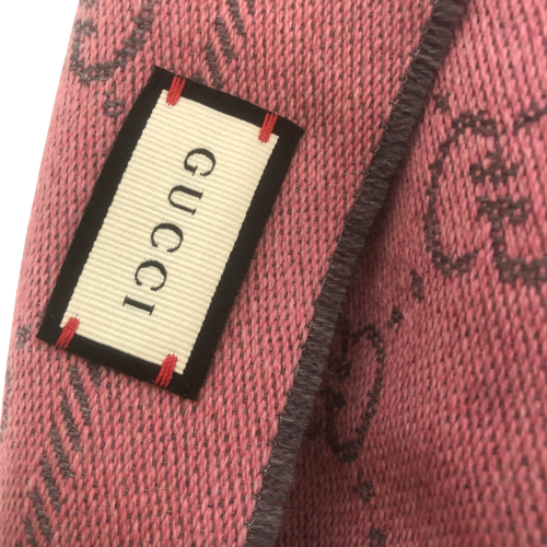 Gucci Pink & Grey Monogram Wool Scarf | Gently Used |