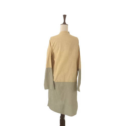 Miraka By Misha Lakhani Yellow & Grey Colour-Block Kurta | Gently Used |