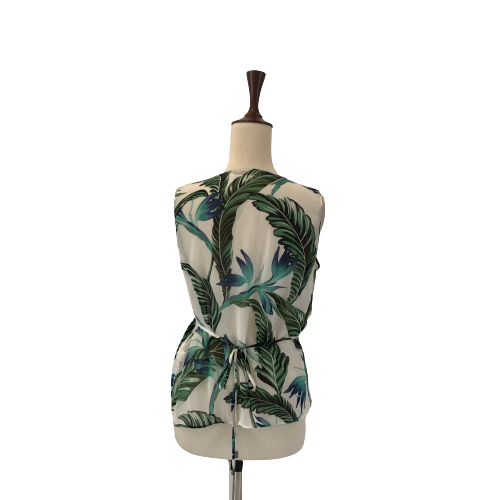 ZARA Green & White Printed Crossover Top | Brand New |