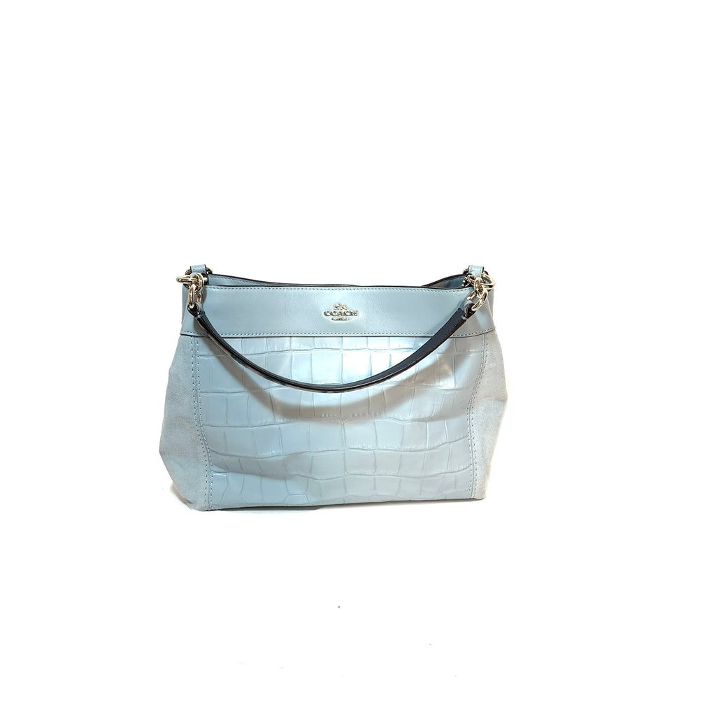 Coach Light Blue Leather & Suede Shoulder Bag | Brand New |