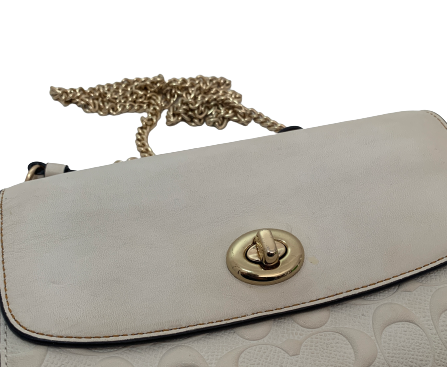 Coach White Monogram Canvas and Leather Crossbody | Pre Loved |