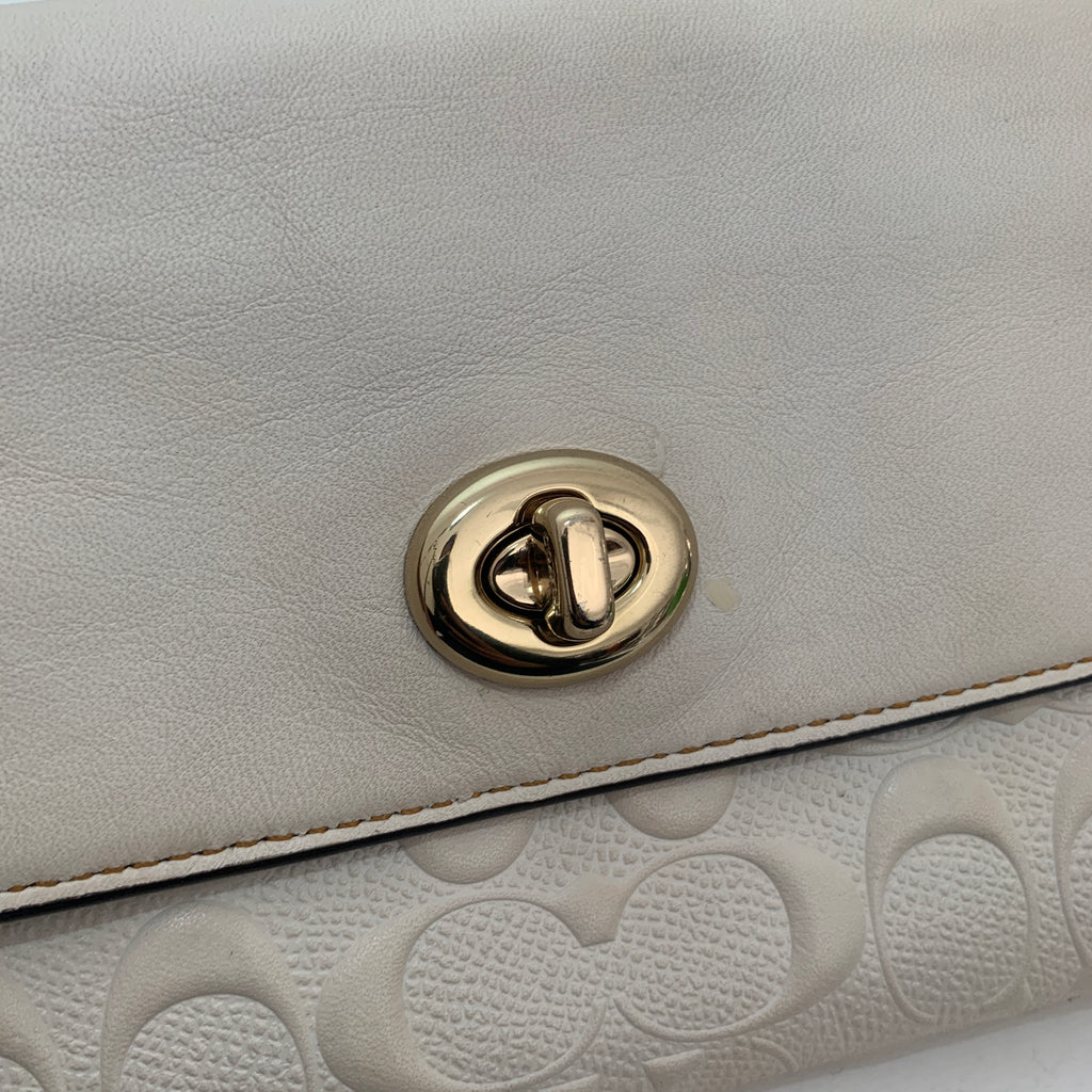 Coach White Monogram Canvas and Leather Crossbody | Pre Loved |