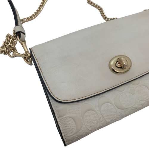 Coach White Monogram Canvas and Leather Crossbody | Pre Loved |