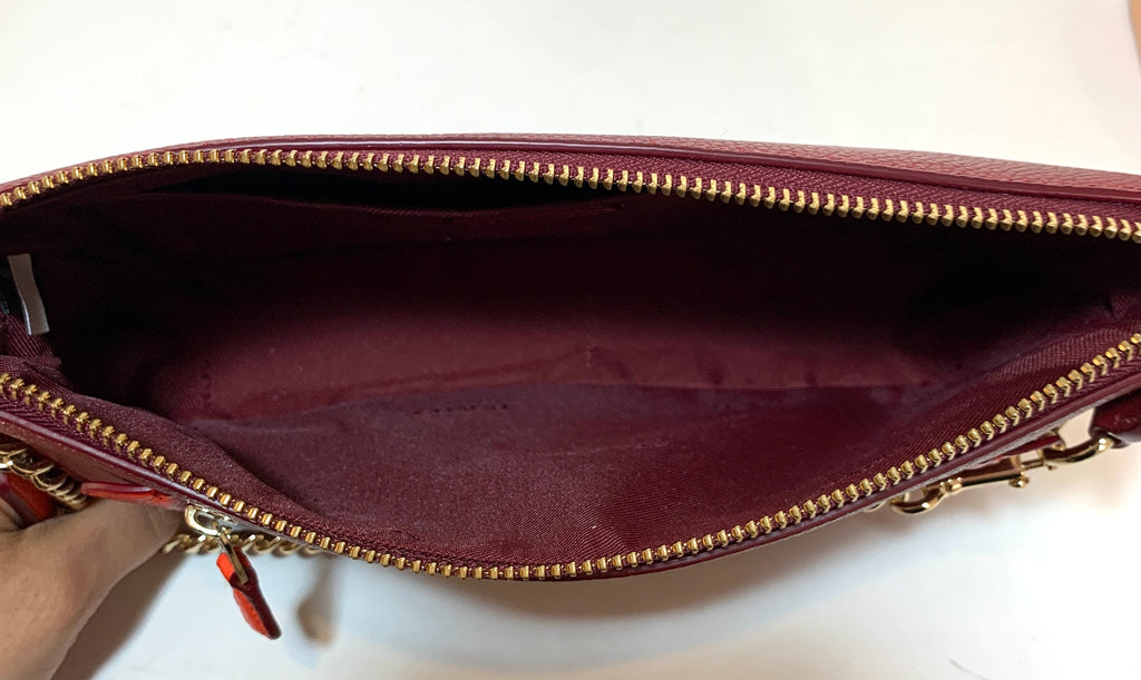 Coach Maroon Pebbled Leather Small Shoulder Bag | Like New |