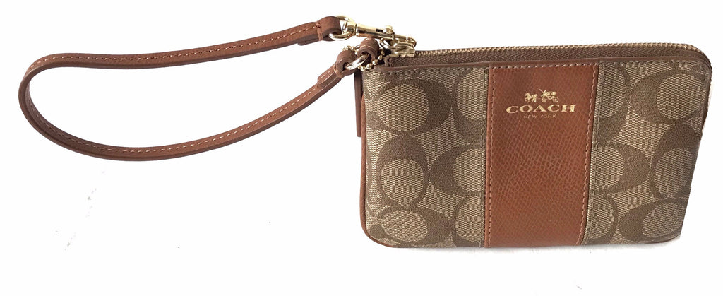 Coach Coated Canvas with Leather Strip Wristlet Wallet | Brand New | - Secret Stash