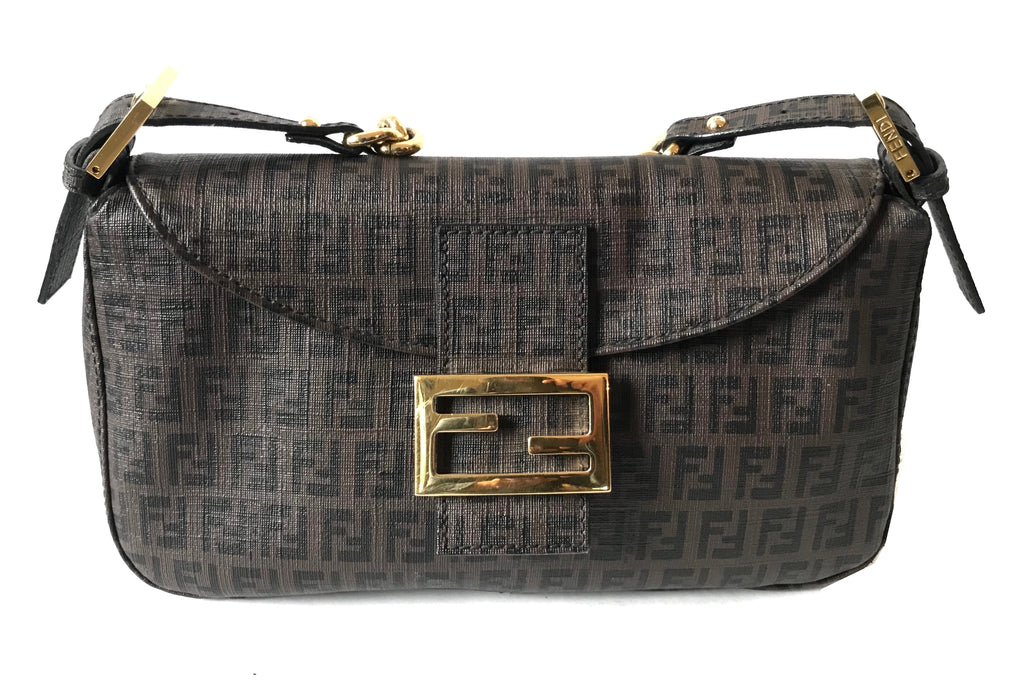 Fendi Zucchino Bag with Gold Chain Strap Shoulder Bag | Pre Loved |
