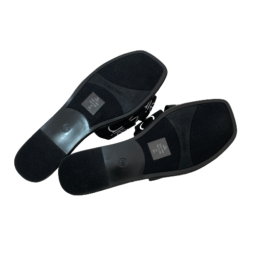 Calvin Klein Black 'Bainy' Logo Slides | Brand New |