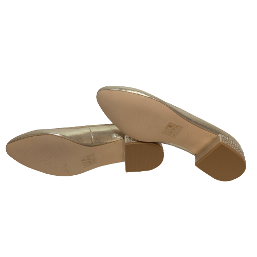 ALDO Gold Glitter Block-heel Ballet Flats | Like New |