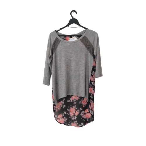 Rule 21 Grey and Floral print Blouse
