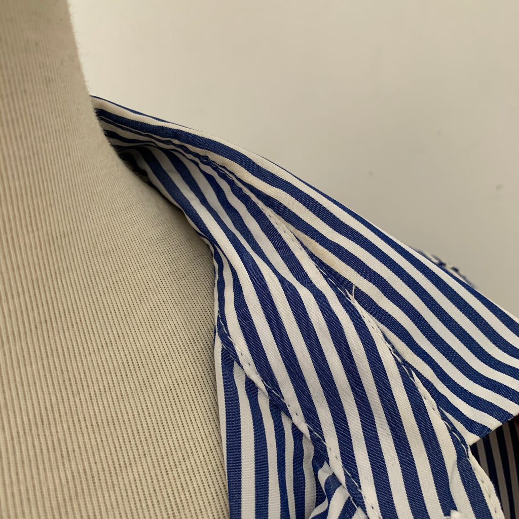 ZARA Blue & White Striped Frill Collared Shirt | Gently Used |