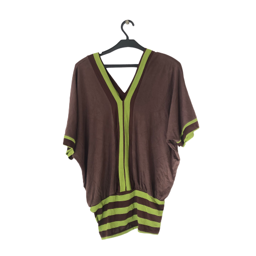 Brown top with green stripes