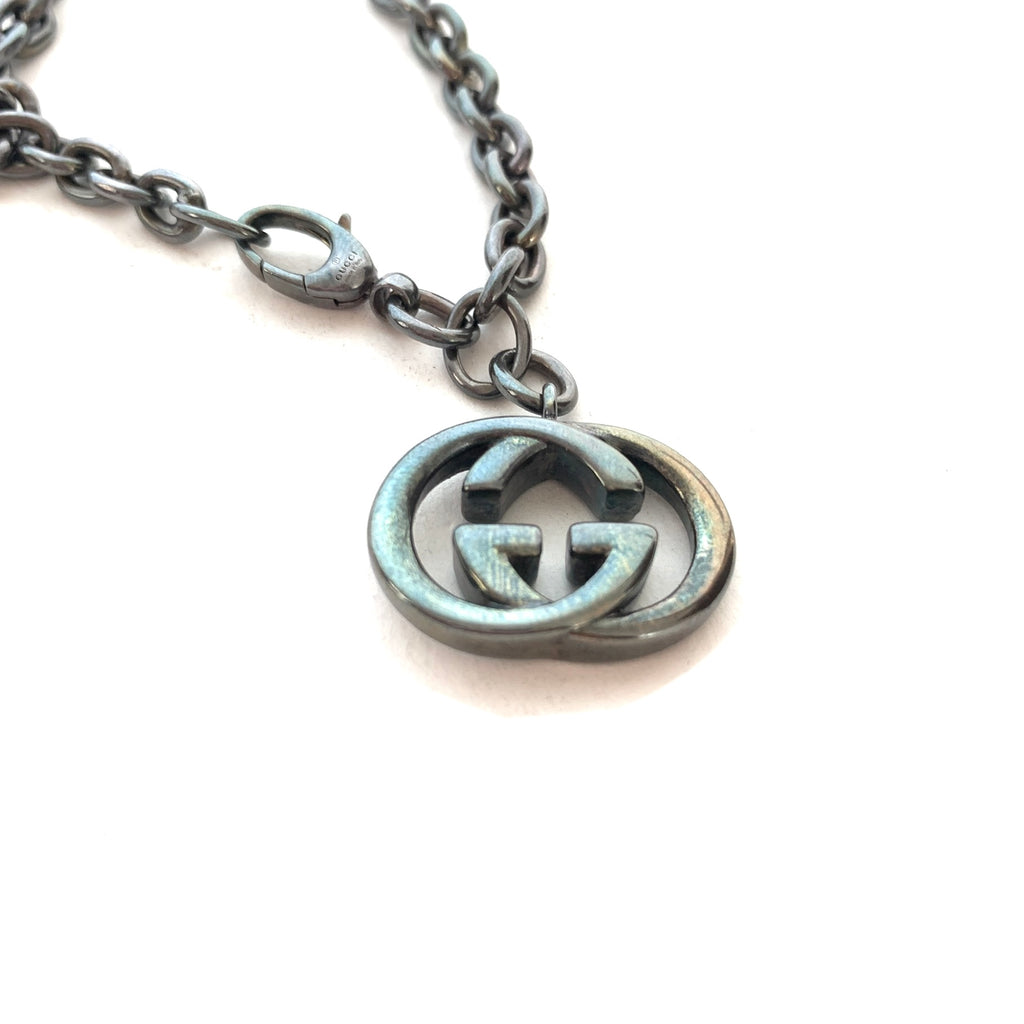 Gucci Silver Hanging Logo Charm Bracelet | Pre Loved |